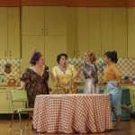 Marie-Nicole Lemieux as Mistress Quickly, Lyne Fortin as Alice Ford, Lauren Segal as Meg Page and Simone Osborne as Nannetta in the Canadian Opera Company production of Falstaff, 2014. Conductor Johannes, director Robert Carsen, set designer Paul Steinberg, costume designer Brigitte Reiffenstuel, and lighting designers Robert Carsen and Peter van Praet. Photo: Michael Cooper